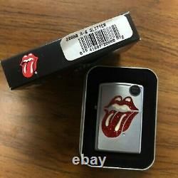 Vintage Retired Unstruck Zippo R-S Glitter Rolling Stones Tongue 2004 Jagger