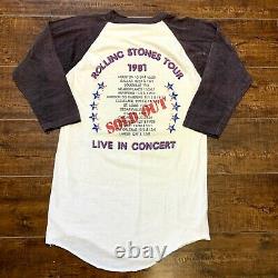 Vintage Rolling Stones 1981 80s Tour Raglan T-Shirt Vtg Large L Band Metal Rock