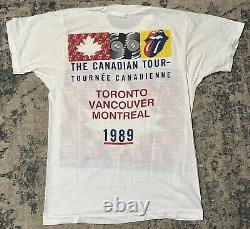Vintage Rolling Stones 1989 Canadian Tour T-Shirt Size Medium-Single Stitch RARE
