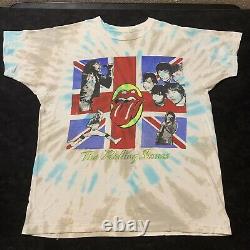 Vintage Rolling Stones 1989 Steel Wheels Tour Band Rock Tie Dye T-Shirt Size L
