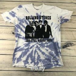 Vintage Rolling Stones 1989 Steel Wheels Tour Band Rock Tie Dye Tshirt XLarge