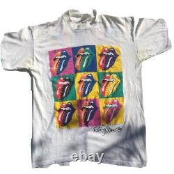 Vintage Rolling Stones 1989 Steel Wheels Tour Concert Shirt Warhol Single Stitch