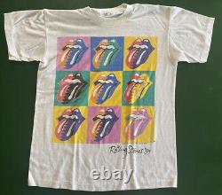 Vintage Rolling Stones 1989 Steel Wheels Tour Shirt Warhol Single Stitch Medium