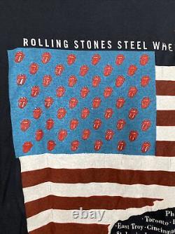 Vintage Rolling Stones 1989 T-Shirt steel wheels Tour Hanes staff shirt sz LG