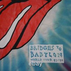 Vintage Rolling Stones Bridges To Babylon Tie Dye 4 SIDED EDGE FEST Iggy Pop XL