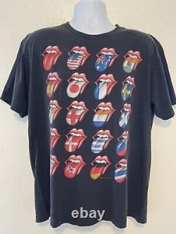 Vintage Rolling Stones Concert Lips Tongues Tour T Tee Shirt XL 2 Sided Graphic