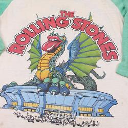 Vintage Rolling Stones Dragon T Shirt Raglan 80s Size Med