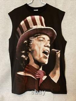Vintage Rolling Stones Jumpin Jack Flash Graphic T Shirt Cut Sleeves size Large