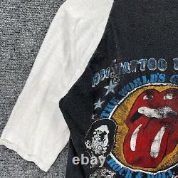 Vintage Rolling Stones Raglan Shirt Mens S Black Band Tee 1981 Tour Tattoo USA