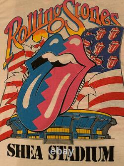 Vintage Rolling Stones Shea Stadium 1989 Concert T-Shirt Steel Wheels USA Tour