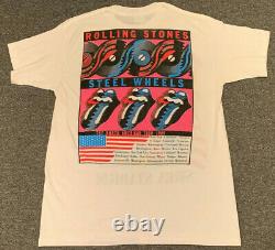 Vintage Rolling Stones Shea Stadium 1989 Concert T-Shirt Steel Wheels USA Tour