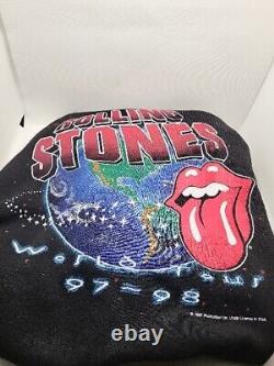 Vintage Rolling Stones Sweatshirt Black World Tour 97-98 Band LARGE Pullover 90s