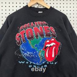 Vintage Rolling Stones Sweatshirt Black World Tour 97-98 Band XL Pullover 90s