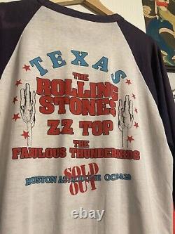 Vintage Rolling stones 1981 raglan shirt navy blue houston texas zz top astrodom