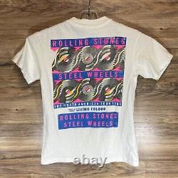 Vintage Single Stitch ROLLING STONES STEEL WHEELS TOUR 1989 T Shirt Size M 89