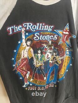 Vintage The Rolling Stones 1981 Tatoo World Tour Graphic Raglan T shirt LARGE