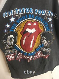 Vintage The Rolling Stones 1981 Tatoo World Tour Graphic Raglan T shirt LARGE