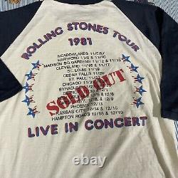 Vintage The Rolling Stones 1981 Tour Graphic Raglan T shirt MEDIUM 50/50 USA