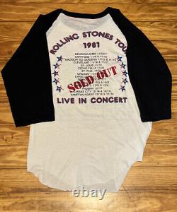 Vintage The Rolling Stones Concert Shirt Raglan Dragon 1981 Tour Large WORN ONCE