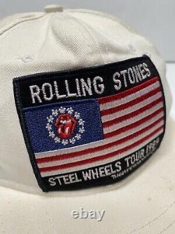 Vintage The Rolling Stones Snapback Hat Steel Wheels Tour 1989 White RARE