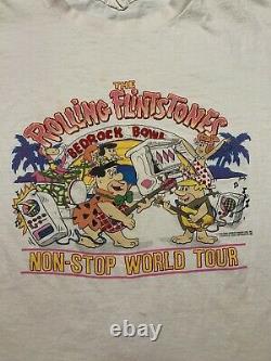 Vintage The Rolling Stones The flintstones crossover band t shirt bedrock XL rar