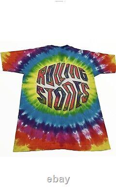 Vintage VTG 1994 Rolling Stones Acid Tie Dye Shirt Liquid Blue Men's Size Large