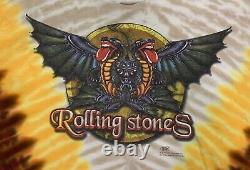 Vintage XL Rolling Stones Bridges To Babylon Dragon Tie Dye Tour T-Shirt 1997