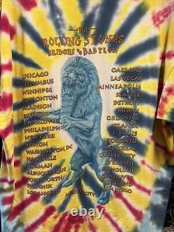 Vintage XL Rolling Stones Bridges To Babylon Tie Dye Tour T-Shirt 1997