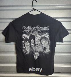 Vintage Y2K Rolling Stones Concert Tour Black Shirt Size XL Fangs Cartoon Rare
