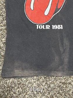 Vintage rolling stones t shirt original size medium faded 1981 Tour Rare