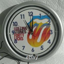 Vintage takane neon wall clock with rolling stones forty licks MADE IN USA