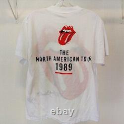 Vtg 1989 Rolling Stones Tour Single Stitch deadstock soft paper thin T-Shirt L