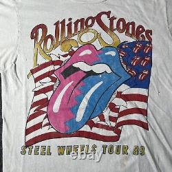 Vtg 1989 Rolling Stones steel wheels tour Concert Tshirt Mens Xl Band Tee 1980s