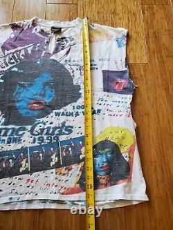 Vtg 1994 The Rolling Stones All Over Print Cut Off T Shirt Tank Top XL Brockum