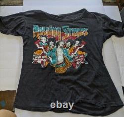 Vtg 70s The Rolling Stones US Tour T Shirt 1978 bootleg as is rare 2 sided