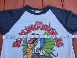 Vtg 80s Rolling Stones Band Concert 1981 Texas Tour Raglan Baseball Navy T Shirt