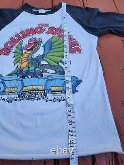 Vtg 80s Rolling Stones Band Concert 1981 Texas Tour Raglan Baseball Navy T Shirt