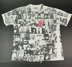 Vtg 90s Lee Rolling Stones Mens T Shirt Exile On Main Street All Over Print XL