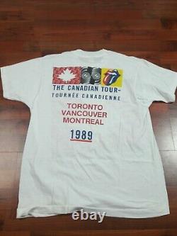 Vtg RARE ORIGINAL ROLLING STONES Steel Wheels TOUR 1989 T-Shirt LG Canada tour