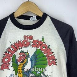 1981 Rolling Stones Vintage Raglan T-shirt Taille Medium Single Stitch Rock Tour