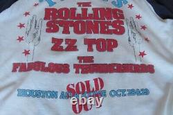 1981 Stones Rolling Zz T-birds Fabuleux Houston Vinture Concert T-shirt Larg