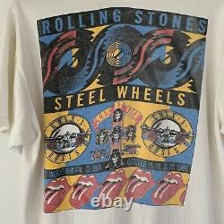 1989 Rolling Stones Guns N Roses Los Angeles Vintage Tour Band Rock Shirt 80s XL