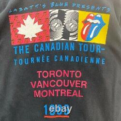 1989 Rolling Stones Steel Wheels Canadian Tour Vintage Bleu Marine T-shirt Taille L