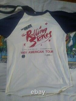 2 1981 Rolling Stones Vintage Raglan T-shirt Taille Moyenne Et Talons De Billets