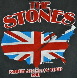 80 Vintage 1981 The Rolling Stones Tournée Nord-américaine Du Concert Rock T-shirt S