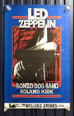 Affiche De Concert De Rare Vintage Original Led Zeppelin 1969 Les Pierres Roulantes