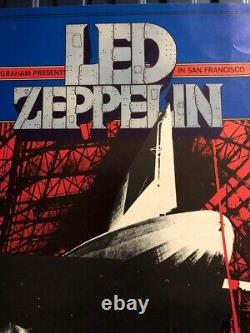 Affiche De Concert De Rare Vintage Original Led Zeppelin 1969 Les Pierres Roulantes