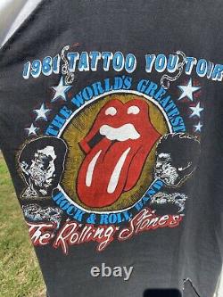 Authentique 1981 Rolling Stones Tattoo You Tour Vintage T Shirt Taille Petite
