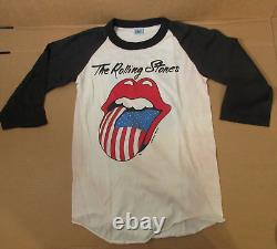 Authentique Rolling Stones 1981 The Knits Raglan Shirt de Raindrop Products en taille S