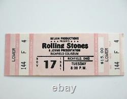 Billet de concert inutilisé des ROLLING STONES du 17 novembre 1981 à Richfield, OH.